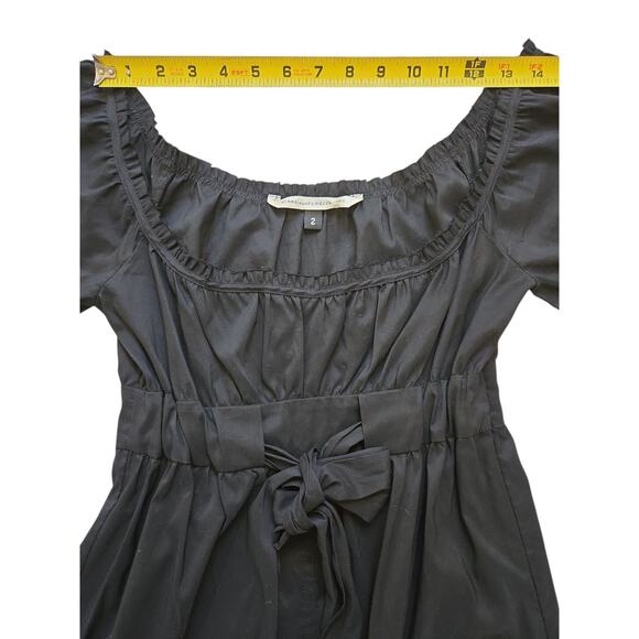 Diane Von Furstenberg Off the Shoulder Black Tie Front Short Sleeve Dress Size 2 - Picture 6 of 12
